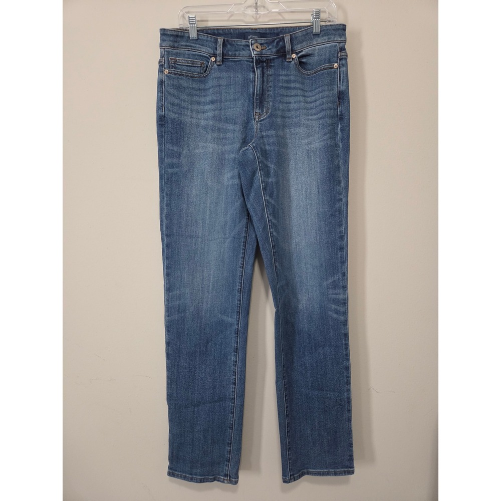J. Jill Denim Relaxed Boyfriend Jeans Medium Wash Blue Size 8 Tall Straight Leg